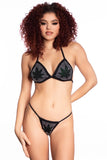 1020ST-POT Tri-Top w/ V-Back Bottom - Stoned - BLACK