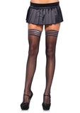 Leg Avenue Spandex Sheer Thigh Highs with Striped Silicone Stay Up Top-OS