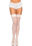 Leg Avenue Spandex Sheer Thigh Highs with Striped Silicone Stay Up Top-OS