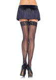 Leg Avenue Sheer Stocking with Backseam and Lace Top - OS