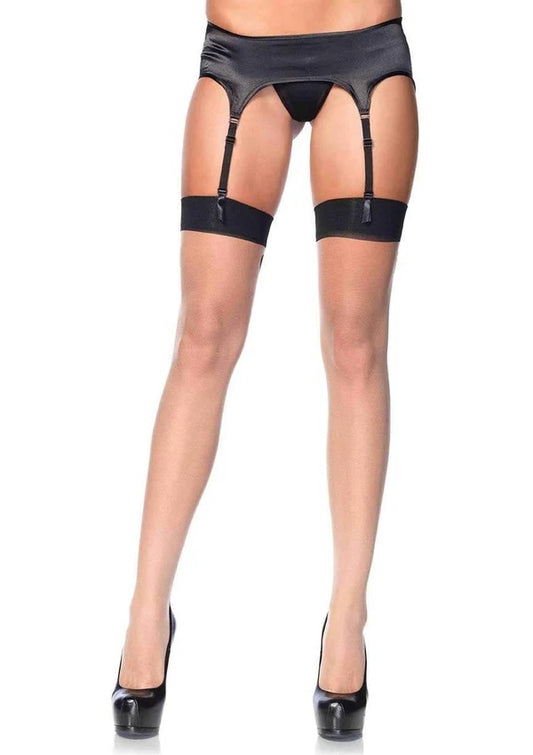 Leg Avenue Spandex Sheer Baroque Cuban Heel Backseam Thigh Highs
