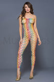 RAINBOW STRAPLESS NET RAINBOW FOOTLESS BODYSTOCKING