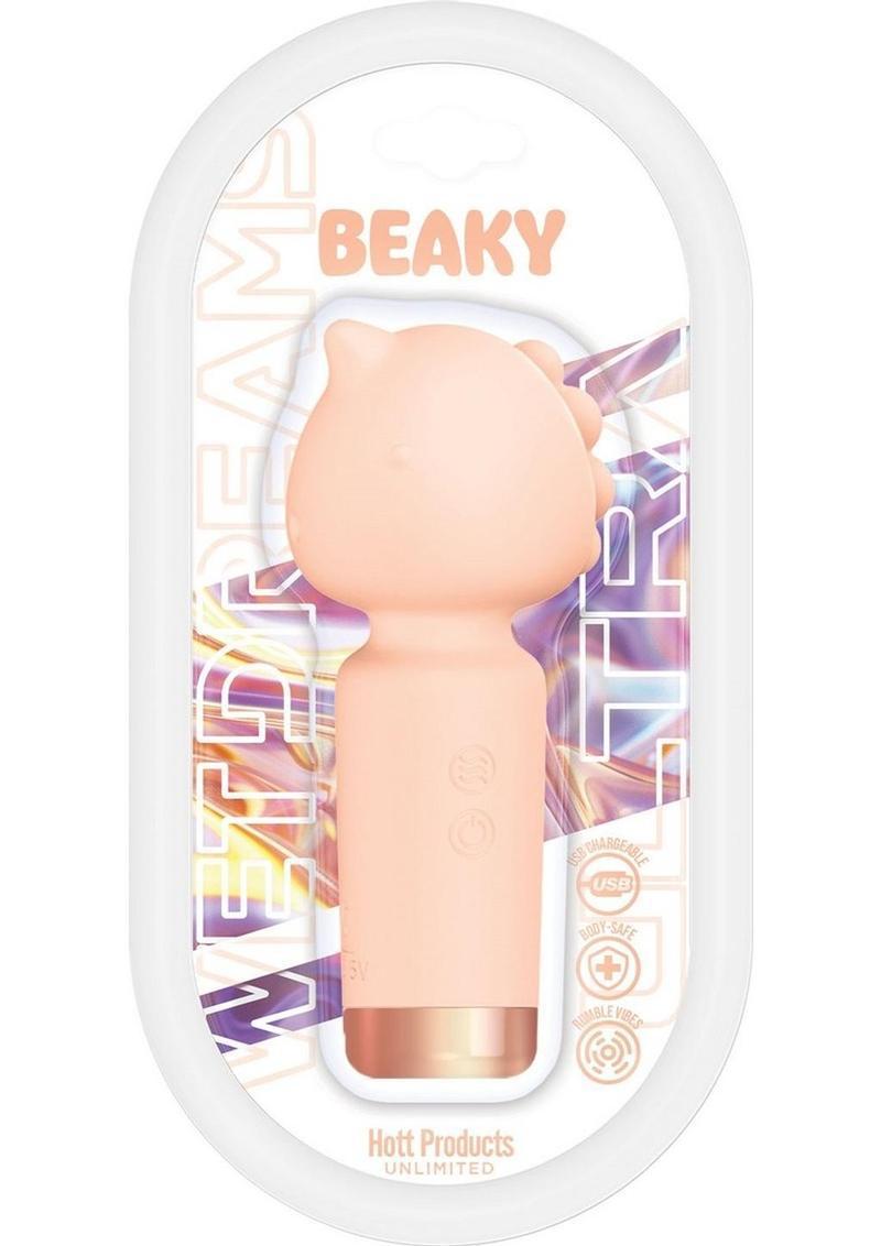 Wet Dreams Beaky Rechargeable Silicone Multi-Speed Horned Mini Wand - Orange Peach