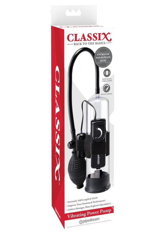 Classix Vibrating Power Penis Pump - Clear and Black