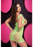 JACQUARD MINI DRESS-NEON GREEN