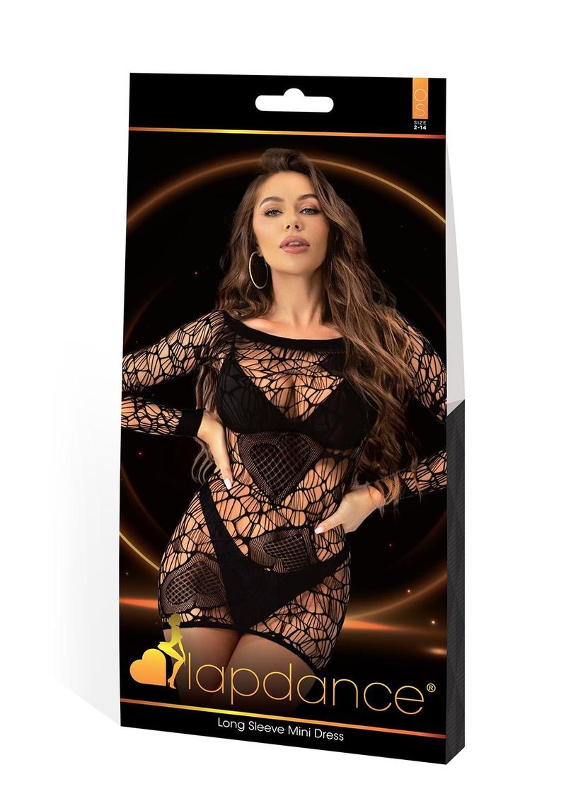 LONG SLEEVE MINI DRESS BLACK- ONE SIZE