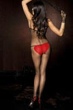 Spandex sheer crotchless bodystocking with opaque red heart details