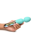 Prisms Vibra-Glass 10X Dual End Rechargeable Silicone Glass Wand - Turquoise