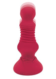 Secret Kisses Thrusting Rechargeable Silicone Rosebud Buttplug with Remote Control - Red