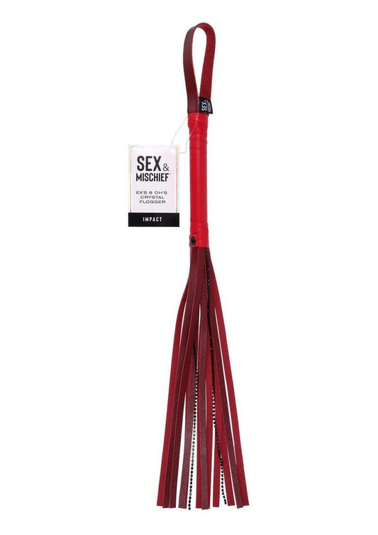 Sex & Mischief Ex's & Oh's Crystal Flogger - Red/Black