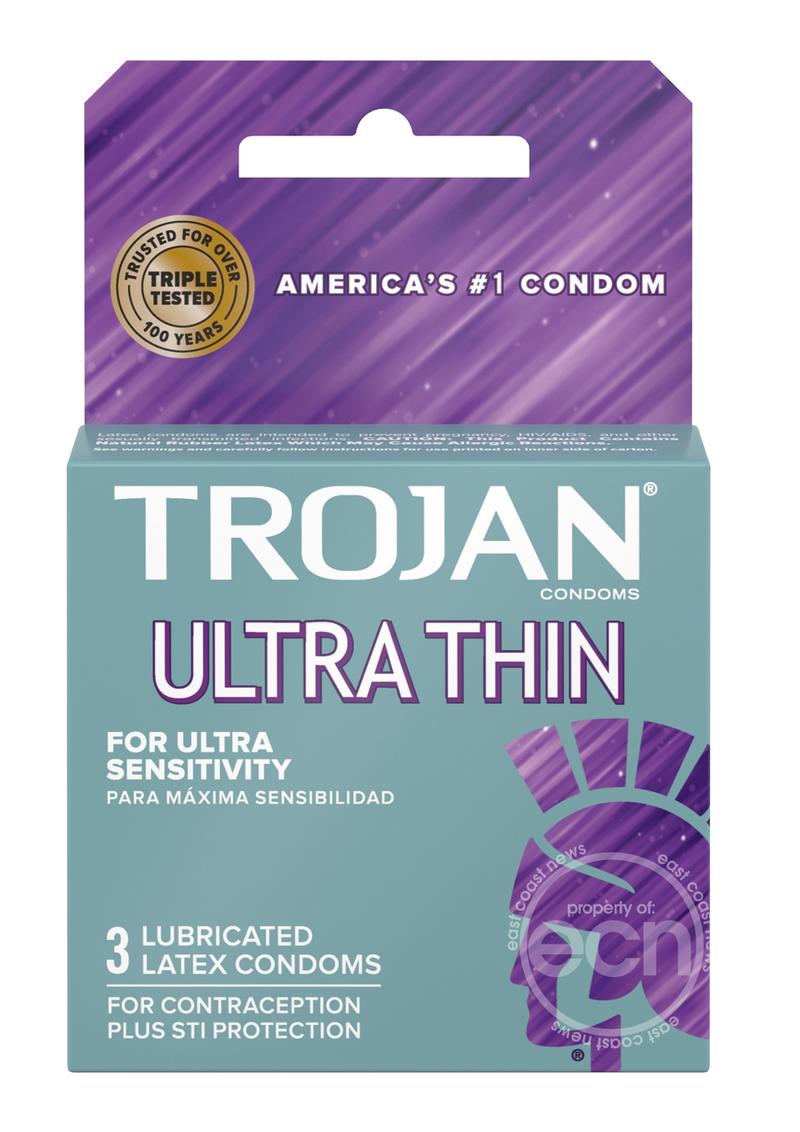 Trojan Condom Sensitivity Ultra Thin Lubricated 3 Pack