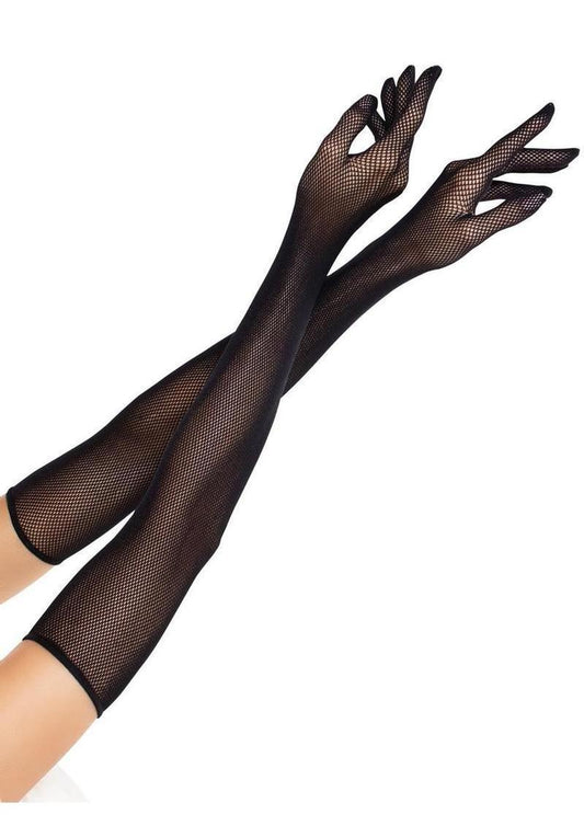 Leg Avenue Opera Length Fishnet Gloves - Black - O/S