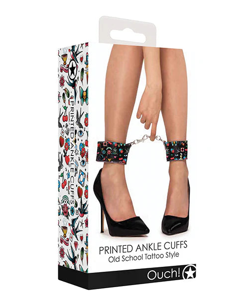 Ouch! Old School Tattoo Style Printed Ankle Cuffs Multi-Color