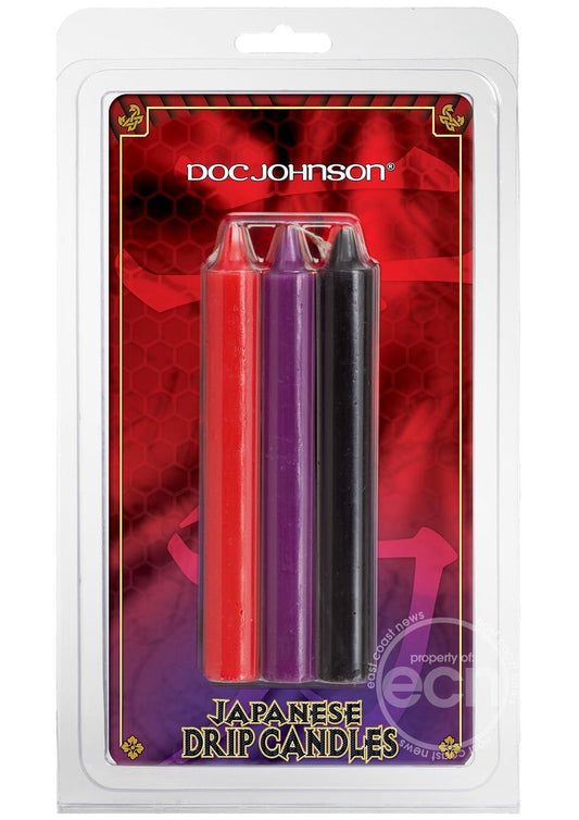 Doc Johnson Japanese Drip Candles - 3 Pack - Red/Purple/Black