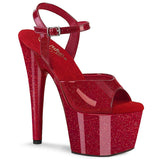 ADORE-709GP RUBY RED GLITTER 7" PAT HEEL