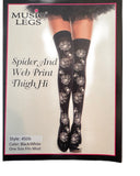 Opaque Spider and Web Print Thigh Hi