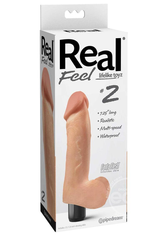 Pipedream Real Feel Lifelike Toyz No. 2 Realistic 7.25 in. Vibrating Dildo With Balls Beige