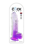 King Cock Clear Dildo with Balls 9in - Purple