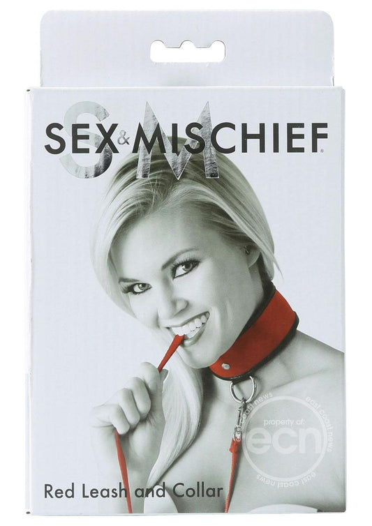 Sportsheets Sex & Mischief Adjustable Leash & Collar Red