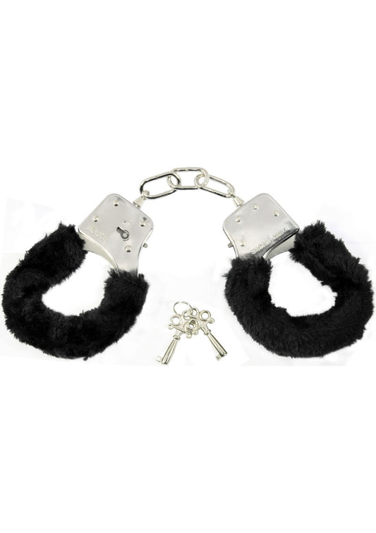 Sex & Mischief Furry Handcuffs - Black