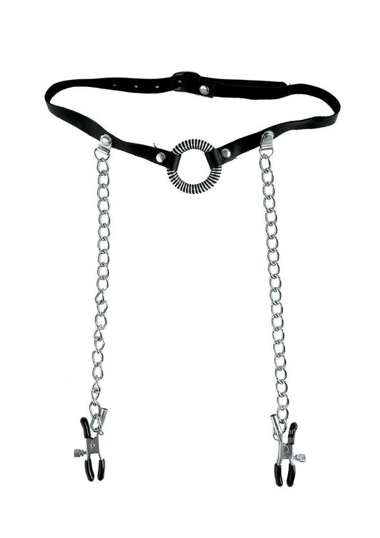 Fetish Fantasy Series Limited Edition O-Ring Gag & Nipple Clamps Black