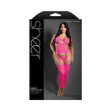 Fantasy Lingerie Sheer Sweet Revelation Halter Bodystocking & G-String Neon Pink