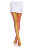 Leg Avenue Neon Rainbow Striped Tights - Multicolor - O/S