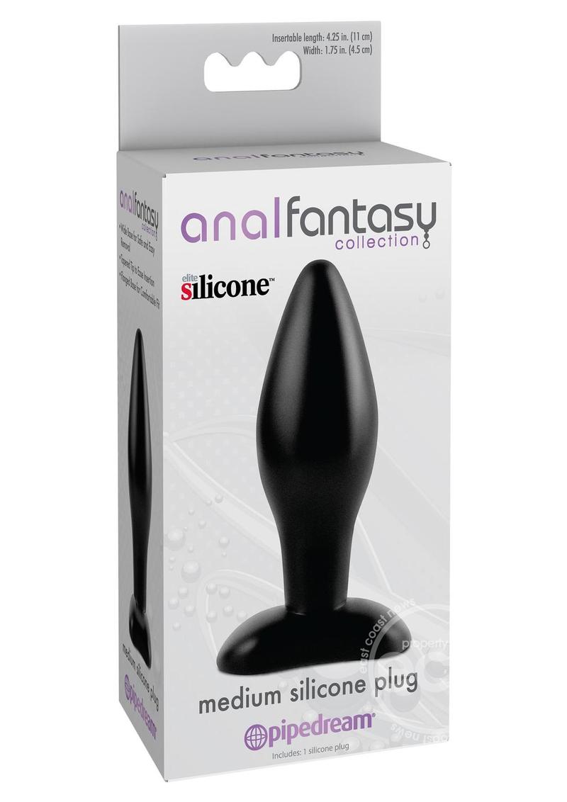 Anal Fantasy Collection Medium Silicone Plug Kit 4.25in - Black