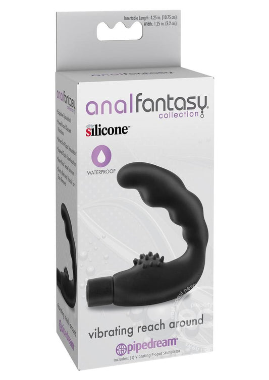 Anal Fantasy Collection Vibrating Reach Around Silicone Massager Waterproof 4.25in - Black