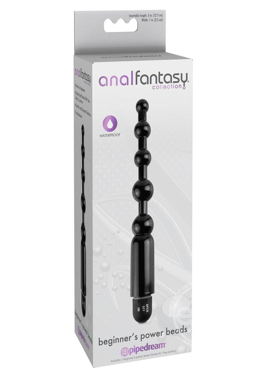 Anal Fantasy Collection Beginner's Power Beads Waterproof 5in - Black