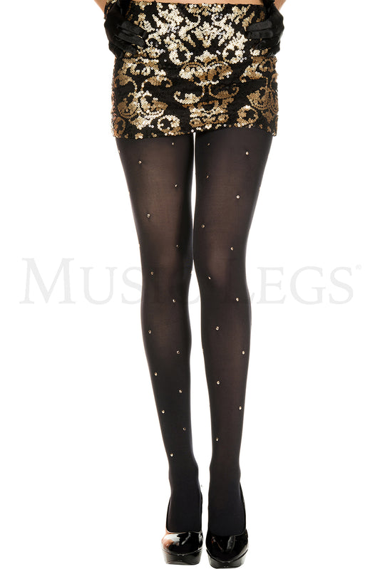 GOLDEN STUD BLACK PANTYHOSE