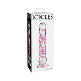 Pipedream Icicles No. 6 Textured 8.5 in. Glass Dildo Pink/Clear