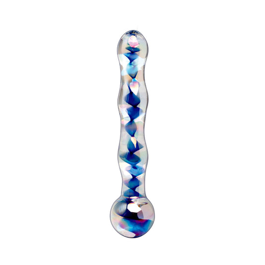 Pipedream Icicles No. 8 Wavy 7 in. Glass Dildo Blue/Clear