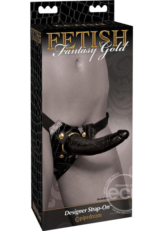 Fetish Fantasy Gold Designer Strap-On 7in - Black/Gold