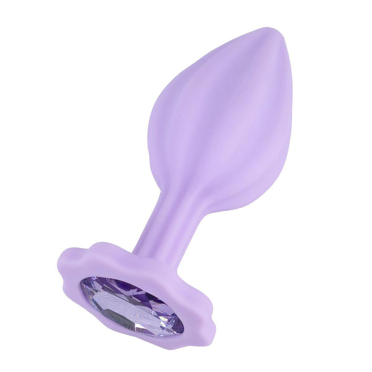 Lemon Squeezer Shaped Lavender Color Silicone Anal Plug w/Jewel