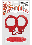 Sinful Metal Cuffs With Keys & 118in. Love Rope (Red)(discontinued)