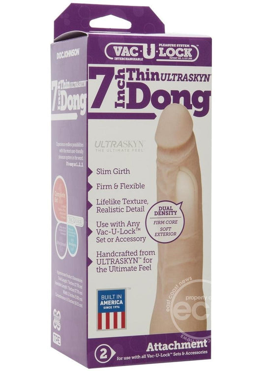 Vac-U-Lock Ultraskyn Thin Dildo 7in