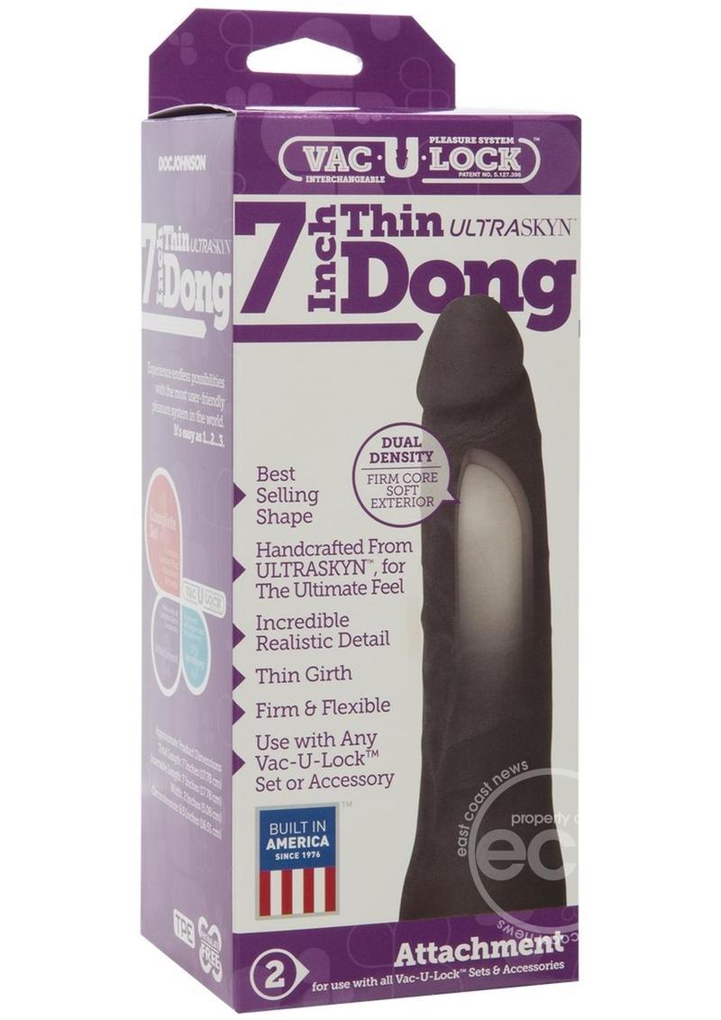 Vac-U-Lock Ultraskyn Thin Dildo 7in - Chocolate