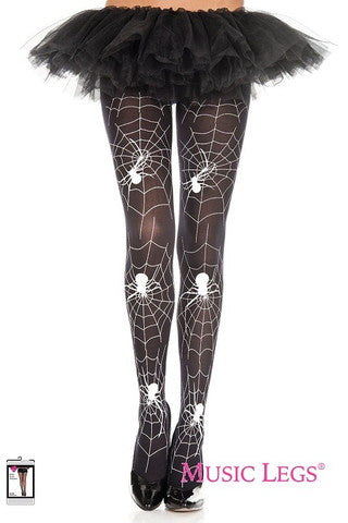 Spider and Web Print Pantyhose