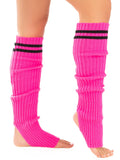 Leg Avenue Ribbed Stirrup Leg Warmers with Athletic Stripe - O/S