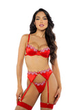 Peppermint Kiss 3-Piece Garter Set Red