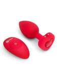 B-Vibe Vibrating Heart Shape Jewel Rechargeable Silicone Anal Plug with Remote Control - Medium/Large - Red