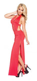 HALTER GOWN WITH DOUBLE SLITS - OS