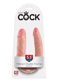 King Cock U-Shaped Medium Double Trouble Dildo - Vanilla