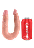 King Cock U-Shaped Medium Double Trouble Dildo - Vanilla