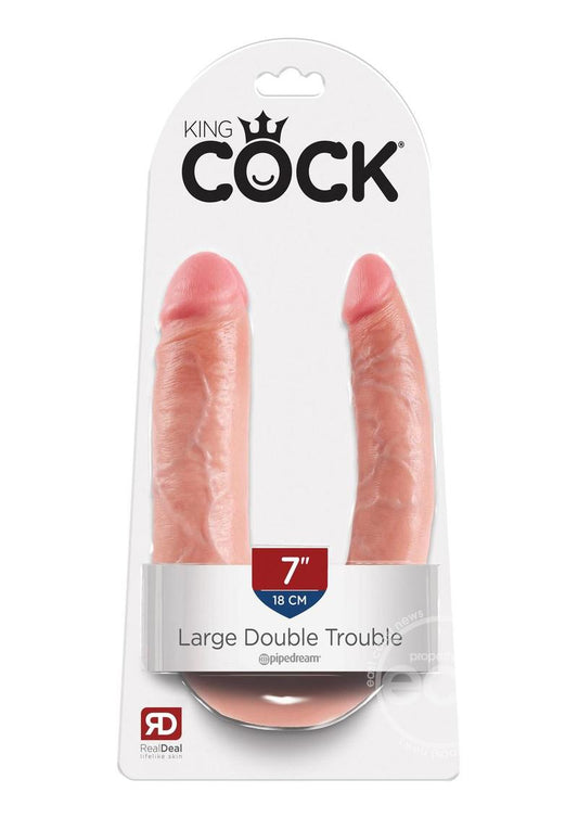 King Cock U-Shaped Large Double Trouble Dildo - Vanilla