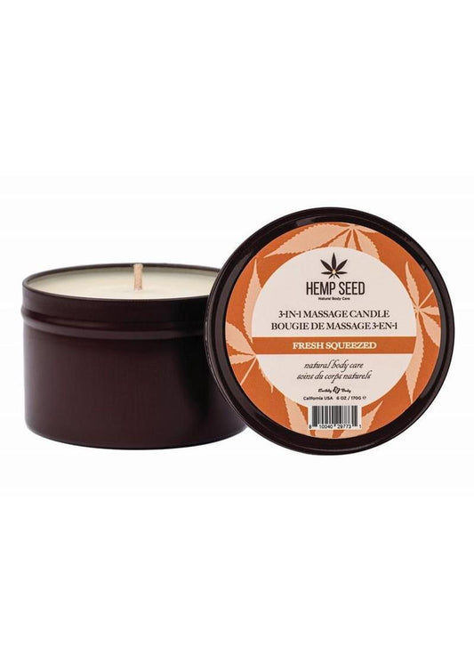 Earthly Body Hemp Seed 3 In 1 Massage Candle - Fresh Squeezed 6oz