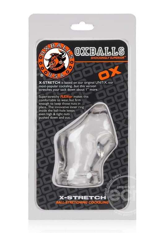 Oxballs Atomic Jock Unit-X Cock Ring and Ball Stretcher 3in - Clear