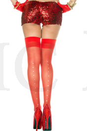 SHEER THIGH HI W/RHINESTONE BACKSEAM