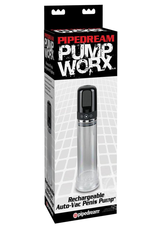 Pump Worx Rechargeable 3-Speed Auto-Vac Penis Pump - Clear/Black